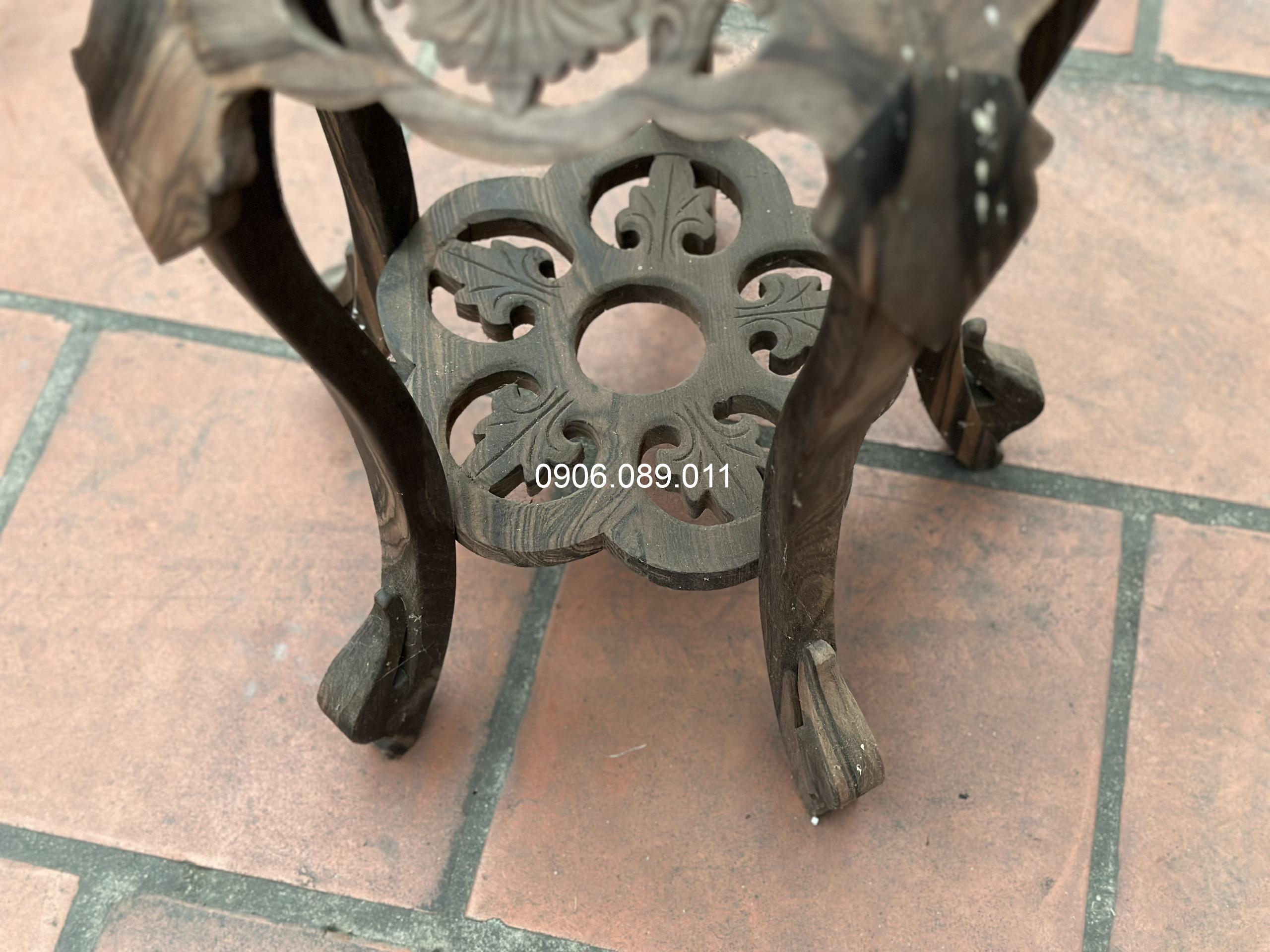 Đôn gỗ lá chầu gỗ mun Đồng Kỵ cao cấp 60