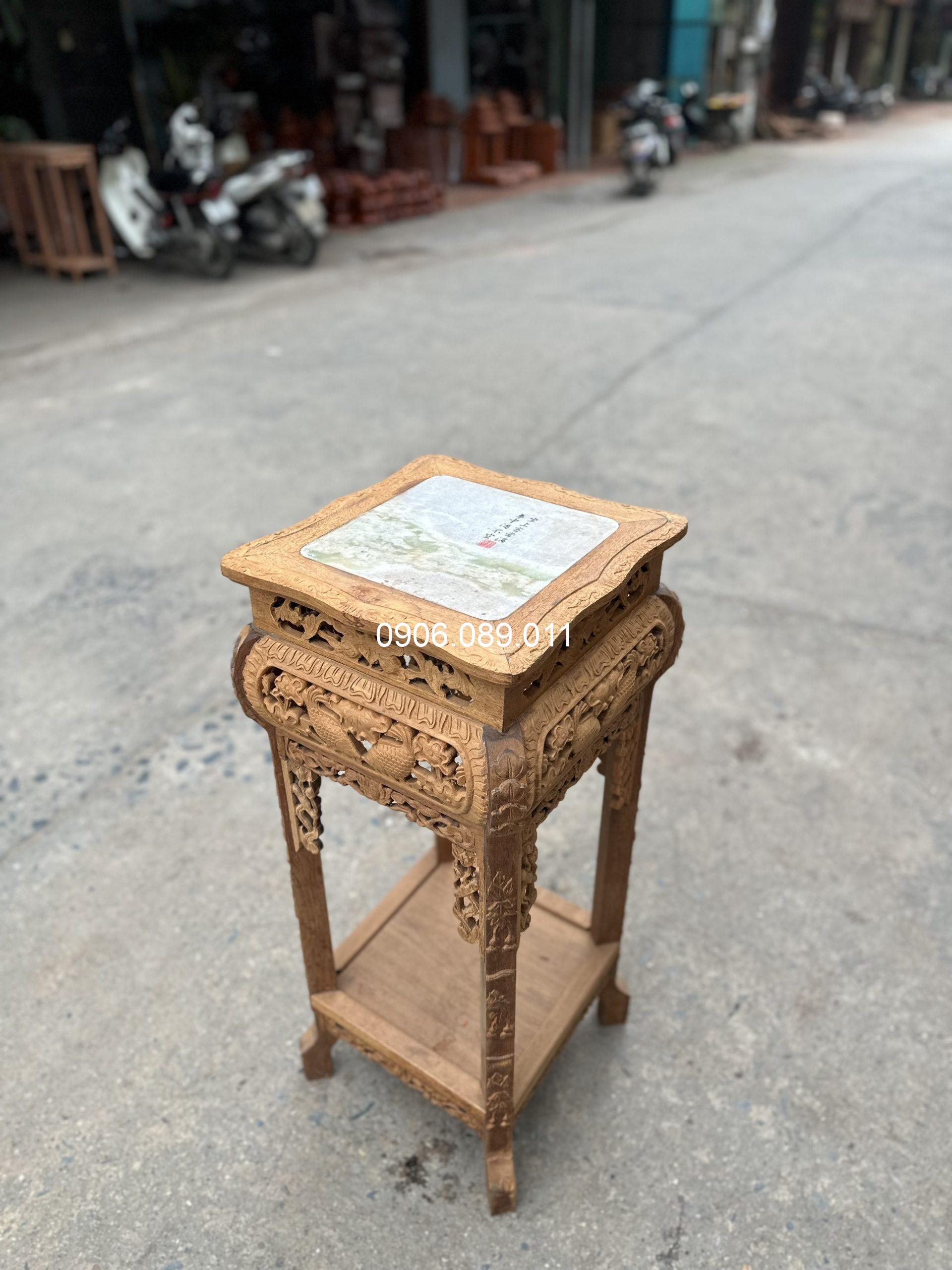 Đôn gỗ gụ cá chép cao 70