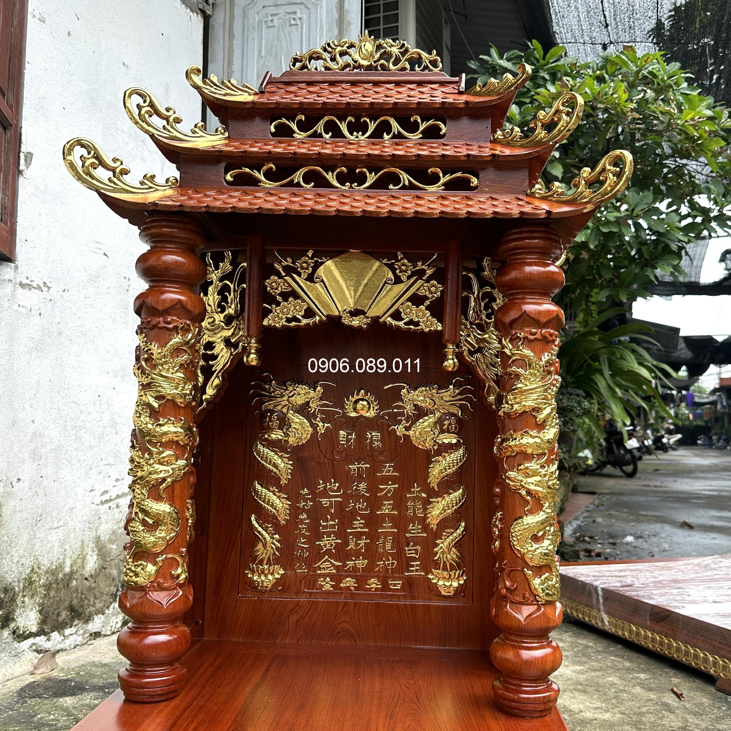 Bàn thần Thần Tài Mái Chùa gỗ hương cao cấp 1m27cm