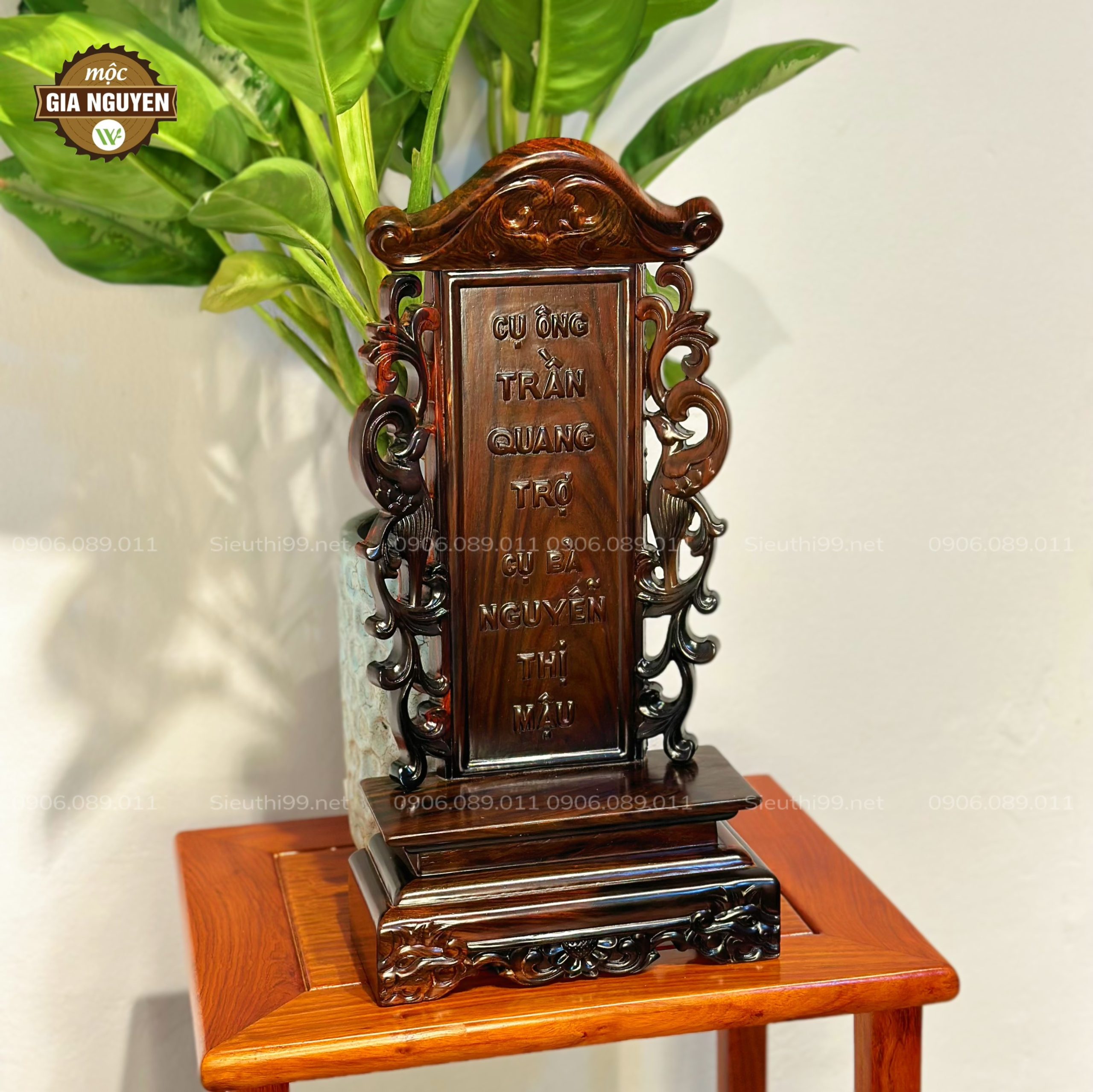 Bài vị thờ Song Phụng gỗ trắc
