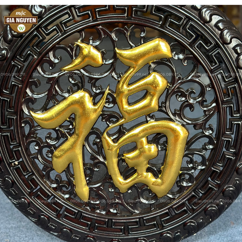 Tranh chữ Phúc gỗ hương màu giả cổ