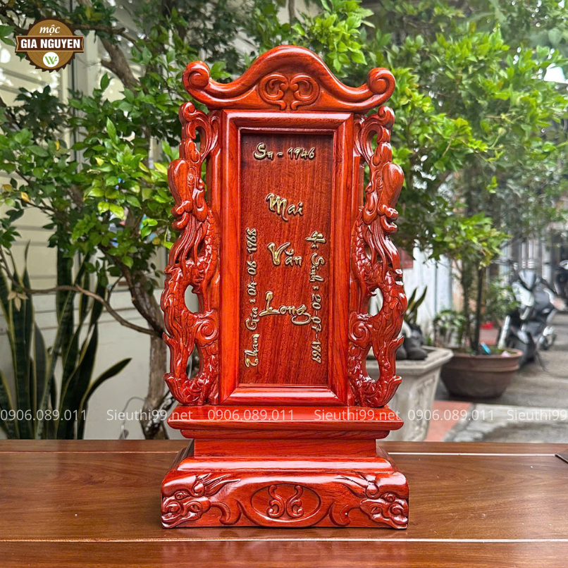 Bài vị song long gỗ hương