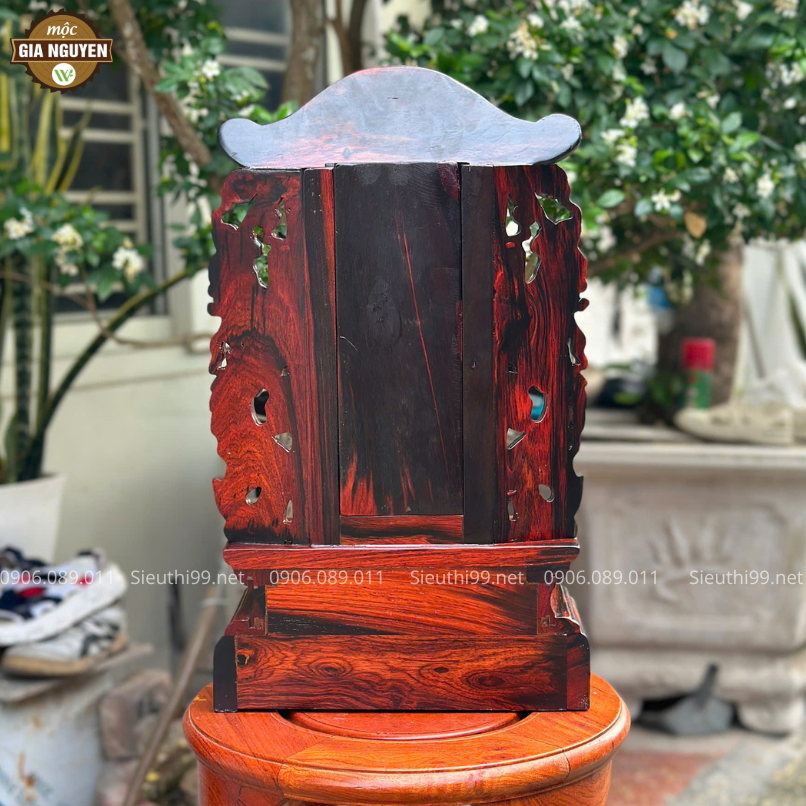 Bài Vị Gỗ Trắc Đục Chữ Thư Pháp Cao 41cm Dát Vàng Ta BH22