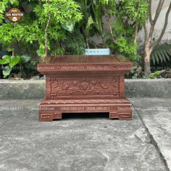 Đôn Vuông Gỗ Hương Màu Óc Chó HT90