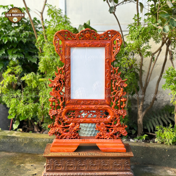 Khung Ảnh Thờ Hoa Mai Hóa Rồng Gỗ Hương MI83