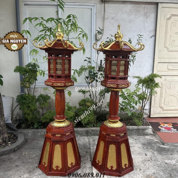 Đèn thờ gỗ hương sang trọng cỡ lớn 1m77