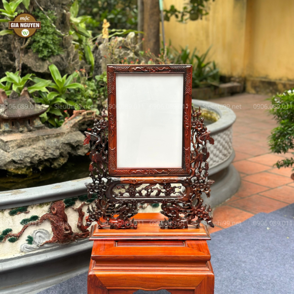 Khung Ảnh Thờ Hoa Mai Hóa Rồng Gỗ Trắc HT83