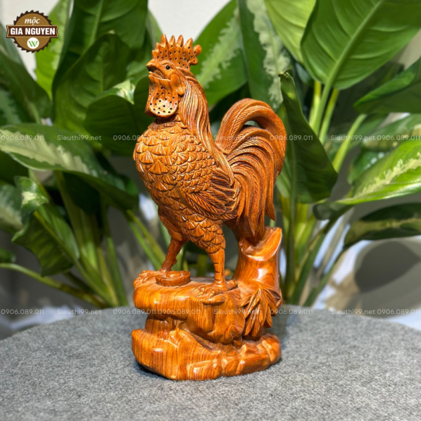 Tượng Gà Gỗ Hương Cao Cấp