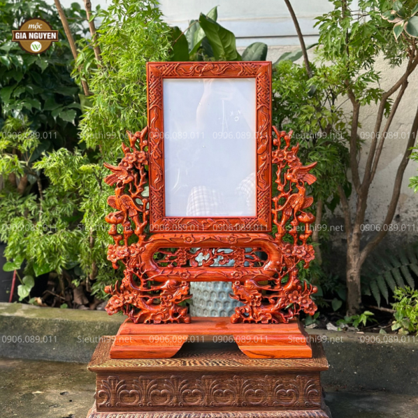 Khung Ảnh Thờ Hoa Mai Hóa Rồng Gỗ Hương TC30