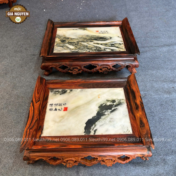 Khay Trà Gỗ Trắc Mặt Đá KT01