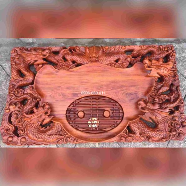 Khay Trà Ngũ Long Gỗ Hương Liền Khối JH0