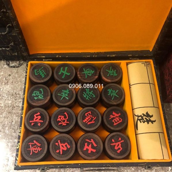 Bộ Quân Cờ gỗ mun Đồng Kỵ cao cấp 4.8cm