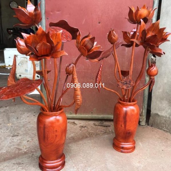 Bình hoa sen gỗ hương cao cấp