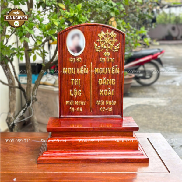 Bài Vị Đôi Đơn Giản Gỗ Hương BH05