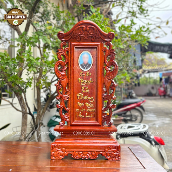Bài Vị Gỗ Hương Gắn Ảnh Cao 48 cm BH04