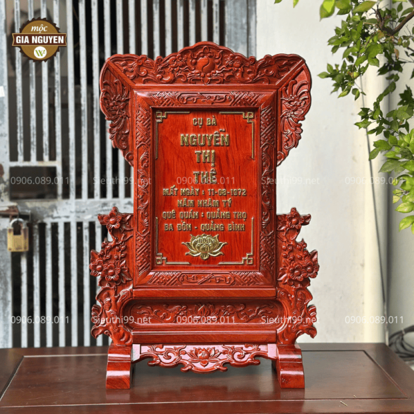 Bài Vị Hoa Mai Gỗ Hương BV58