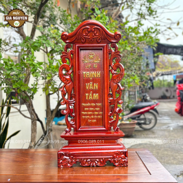Bài Vị Song Phụng Gỗ Hương Cao 48 cm BH02