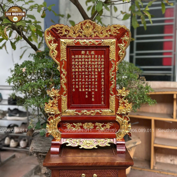 Bài Vị, Tranh Thờ Hoa Mai Gỗ Hương Dát Vàng BV57