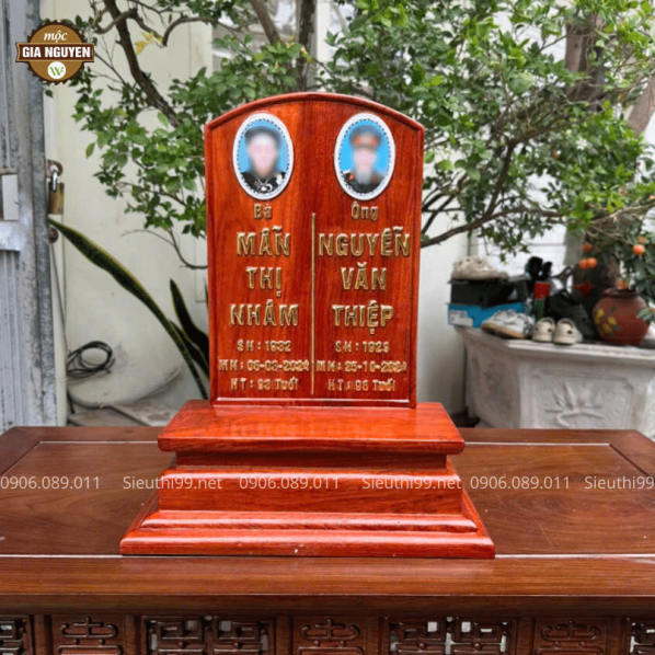 Bài Vị Gắn Ảnh Đơn Giản Gỗ Hương 38cm BH07