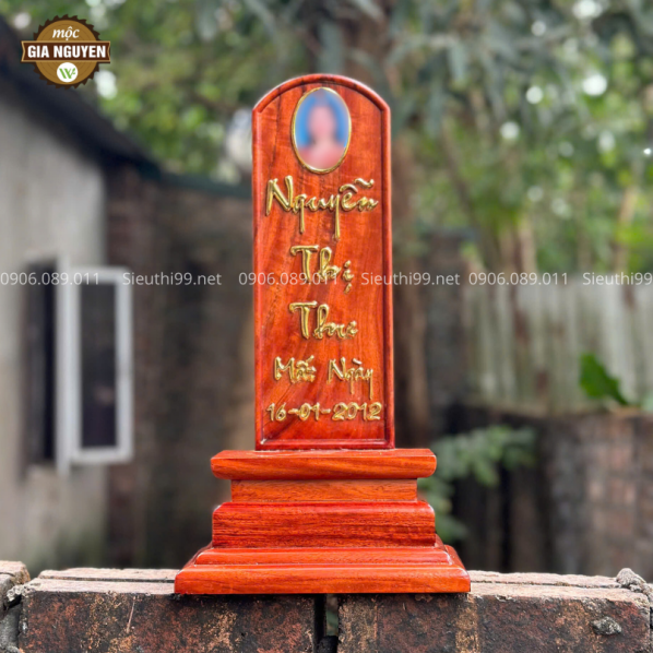 Bài Vị Gắn Ảnh Gỗ Hương 38cm BV52