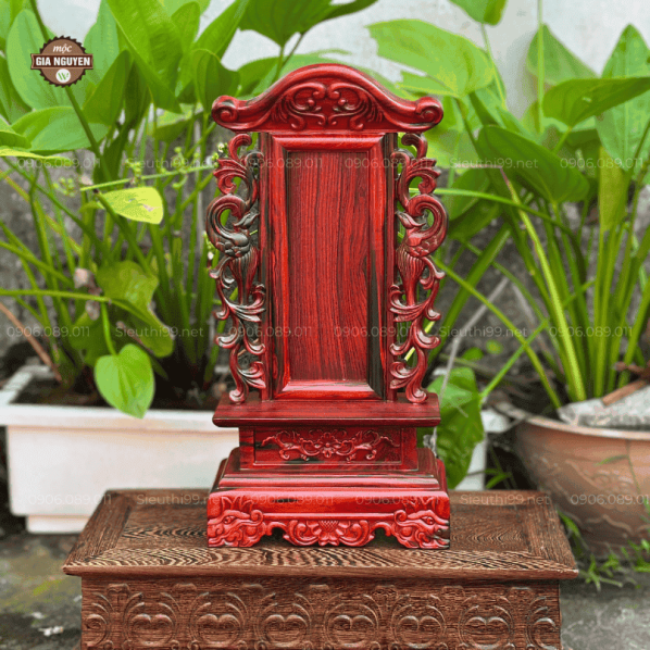 Bài vị thờ gỗ trắc Song Phụng 48cm
