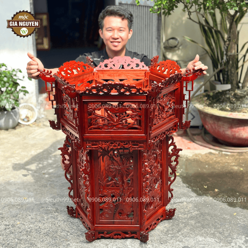 Đèn Lồng Gỗ Hương Cỡ Đại Cao 80 cm DLG11 - Ảnh 8