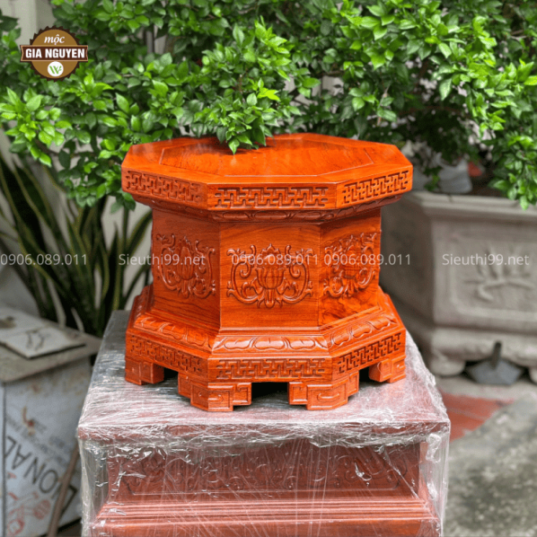 Đôn Bát Giác Gỗ Hương Cao 30 cm DGH01