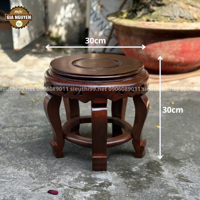 Đôn Tròn Gỗ Hương 30x30cm DT01 - Ảnh 2