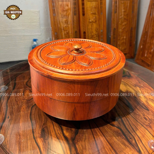 Hộp Đựng Bánh Kẹo Gỗ Hương HD01