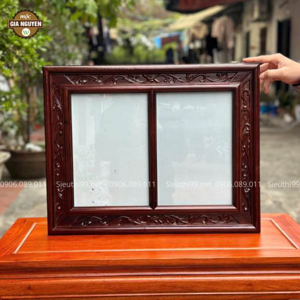 Khung Ảnh Thờ Đôi Treo Gỗ Hương 20x30cm KA12