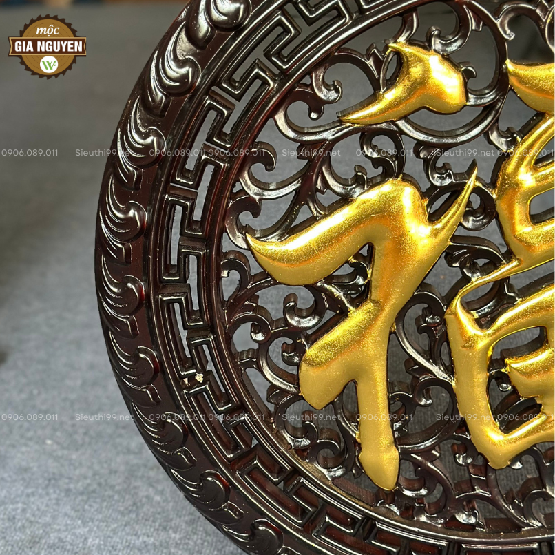 Tranh chữ Phúc gỗ hương màu giả cổ - Ảnh 4