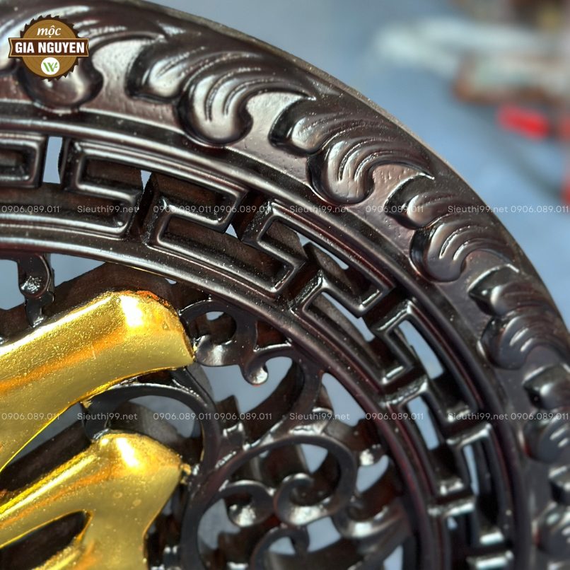 Tranh chữ Phúc gỗ hương màu giả cổ - Ảnh 5