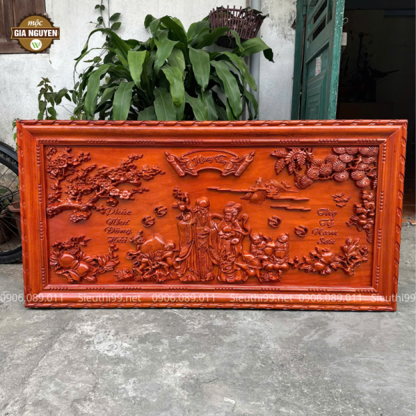 Tranh Mừng Thọ Ông Bà Gỗ Hương 70x140cm TC05