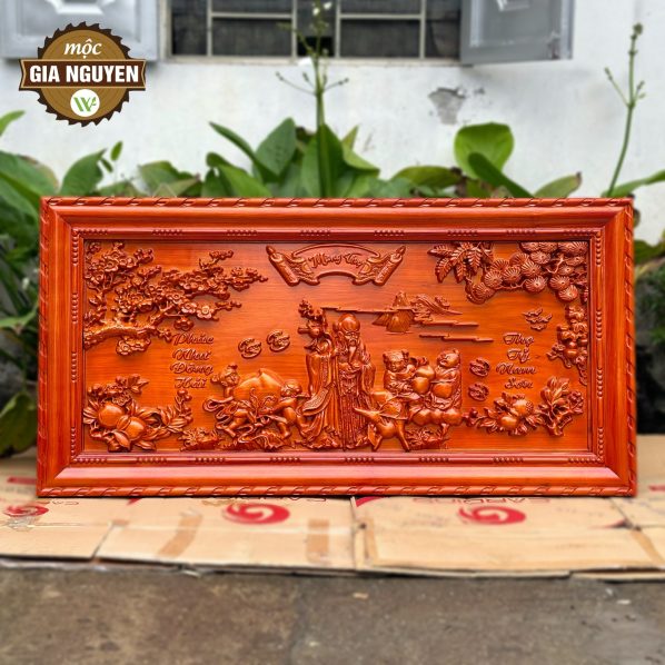 Tranh mừng thọ cụ ông gỗ hương 70x140cm