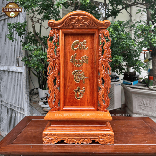 Bài Vị Cửu Huyền Thất Tổ Song Long Gỗ Hương 58cm BH20