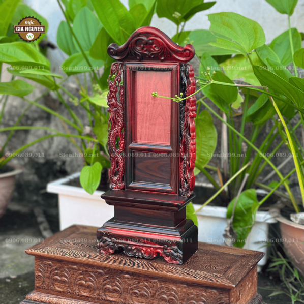 Bài vị thờ gỗ trắc Song Long BV48