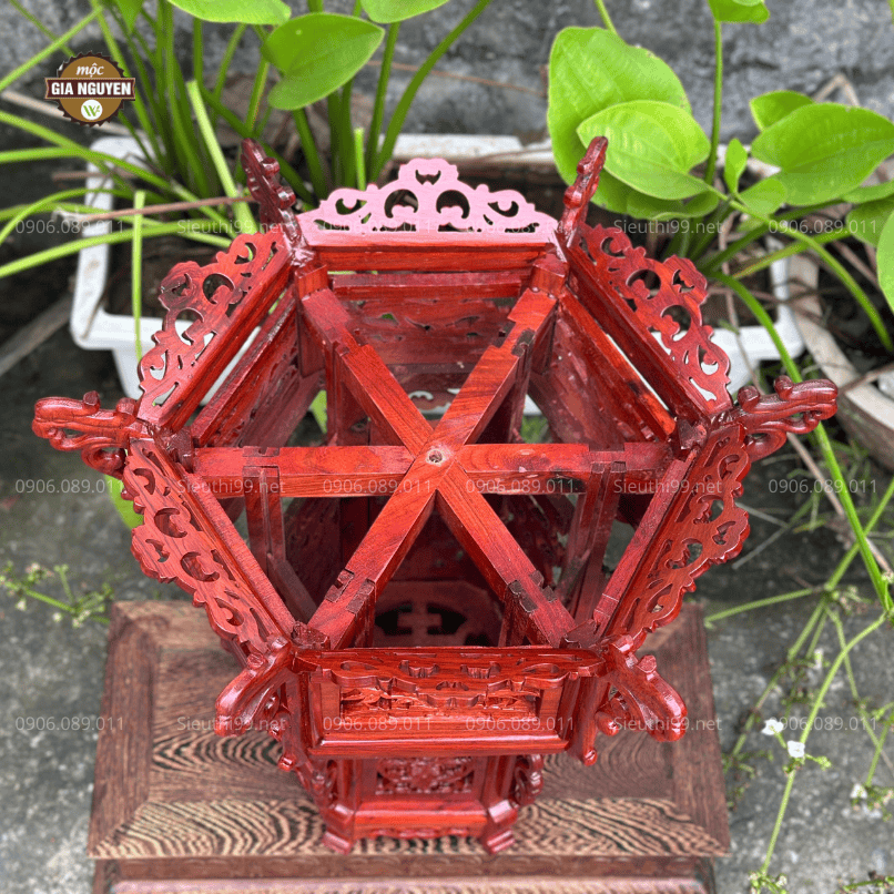Đèn Lồng Gỗ Hương Hoa Sen 45cm DFK99 - Ảnh 7