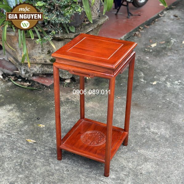 Đôn gỗ chân tròn chữ thọ gỗ hương cao cấp