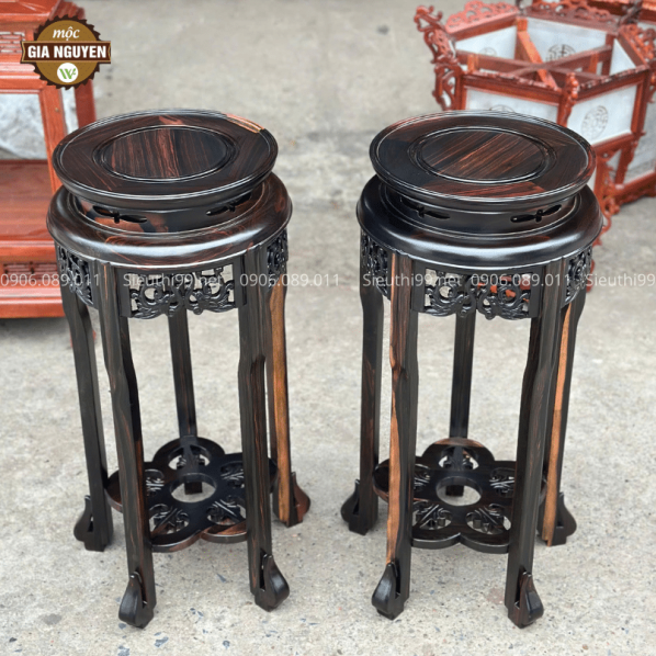 Đôn Tròn Gỗ Mun Đồng Kỵ Cao Cấp DT03