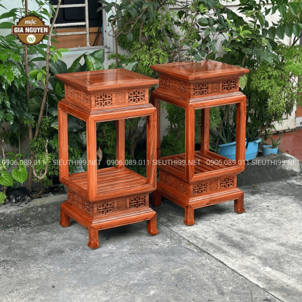 Đôn Đèn Dáng Vuông Gỗ Hương DVD81