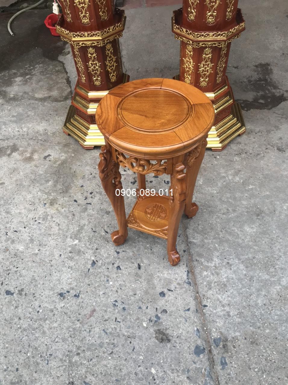 Đôn tròn đục rồng gỗ hương 50cm - Ảnh 19