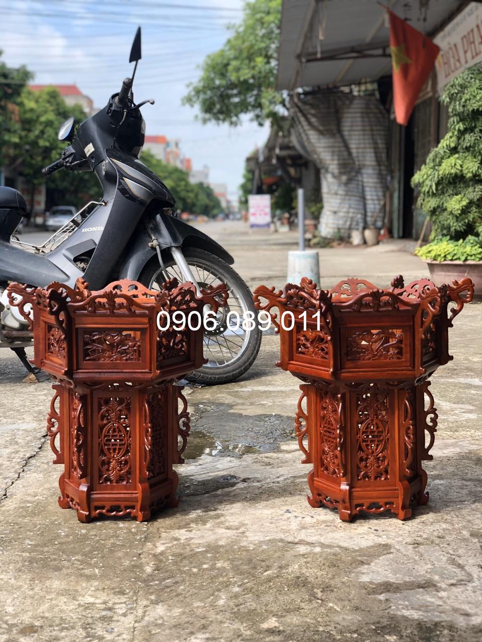 Lồng đèn dát vàng trạm rồng gỗ hương - Ảnh 14