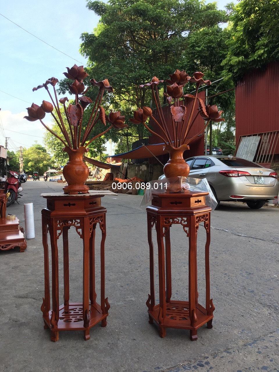 Hoa sen gỗ hương dạng lọ 11 cành - Ảnh 4