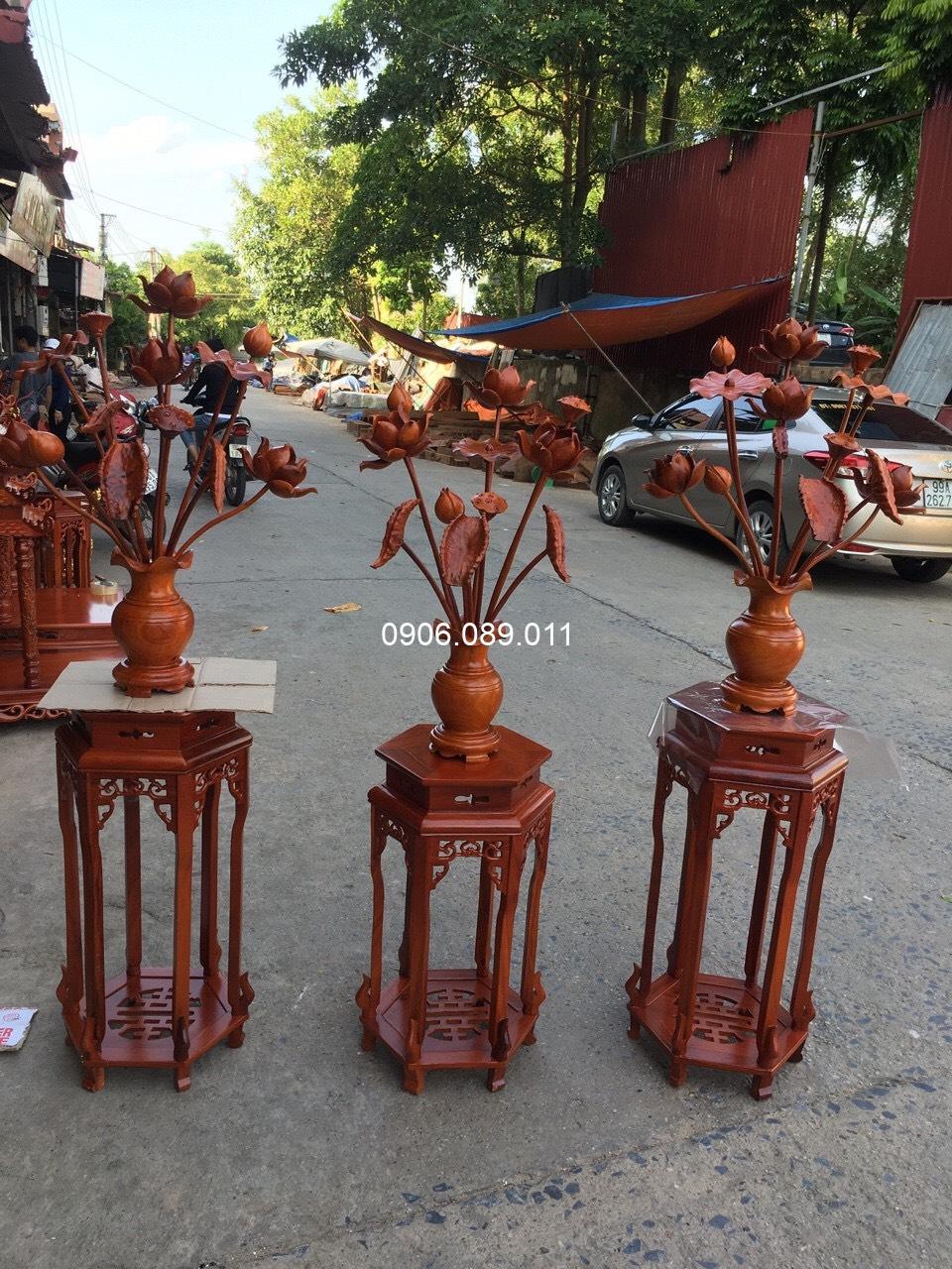 Hoa sen gỗ hương dạng lọ 11 cành - Ảnh 9