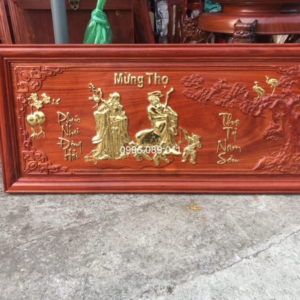 Tranh Mừng Thọ Ông Bà Dát Vàng