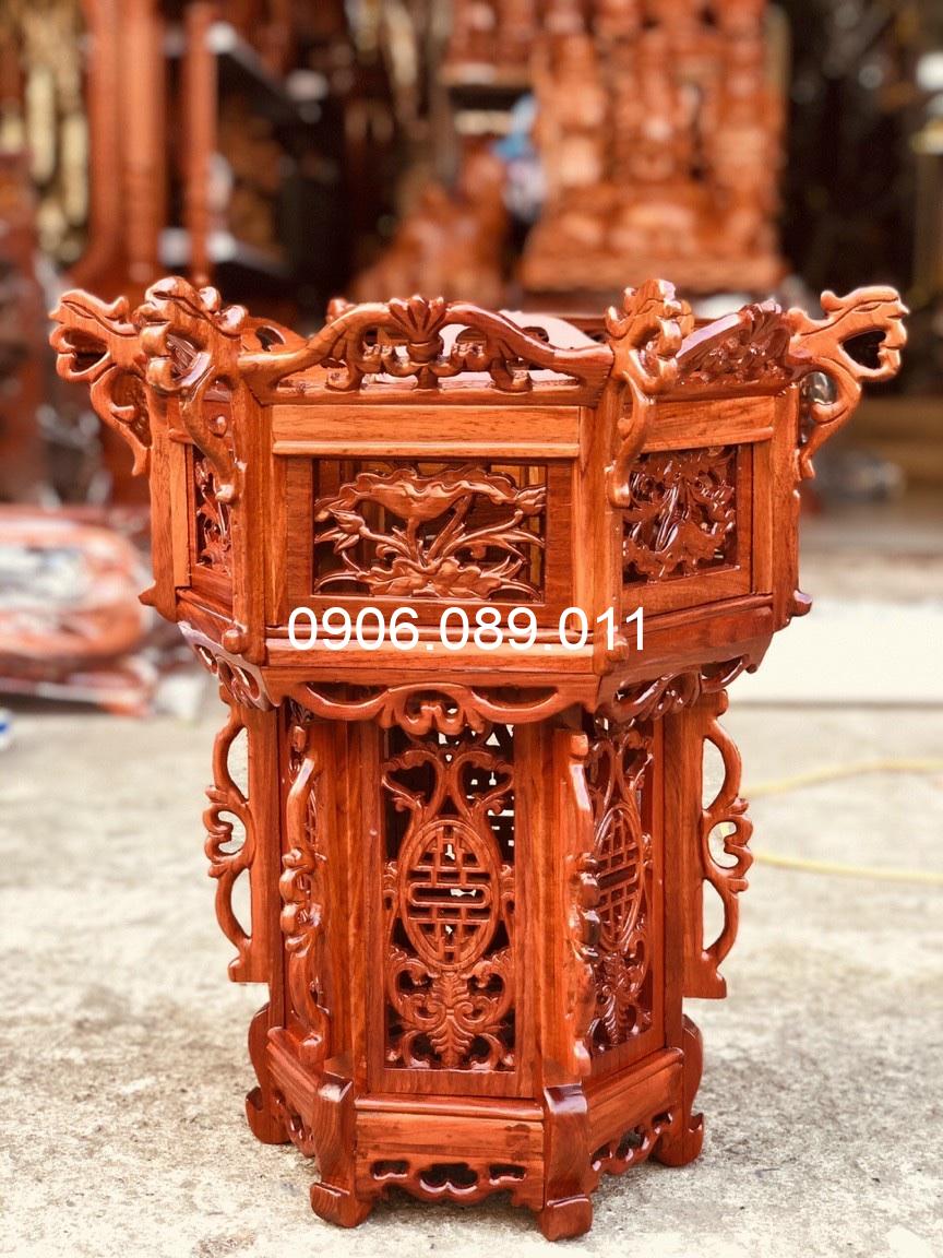 Lồng đèn dát vàng trạm rồng gỗ hương - Ảnh 15