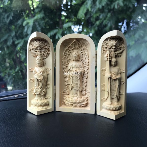 Tượng tam thánh để ô tô, bàn làm việc gỗ hoàng dương
