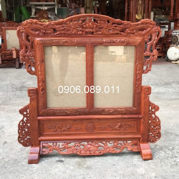 Khung Ảnh Thờ Đôi Gỗ Hương Chạm Rồng Phượng
