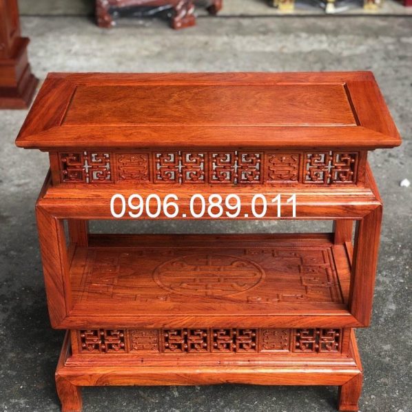 Đôn đèn chữ nhật cao 70, đôn chữ nhật 2 tầng gỗ hương Đồng Kỵ