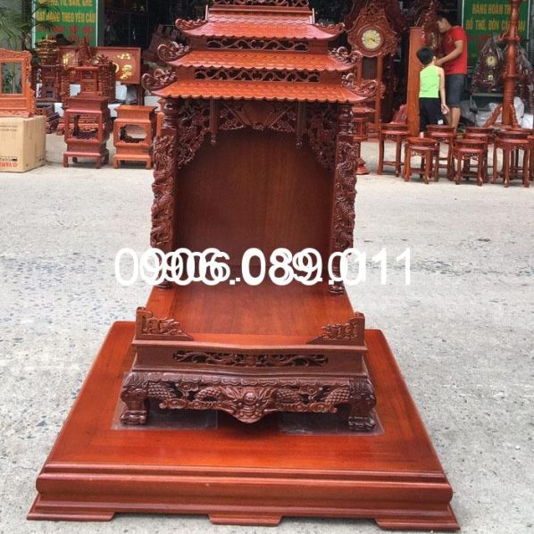 Ban thờ thần tài ông địa ba mái gỗ gụ